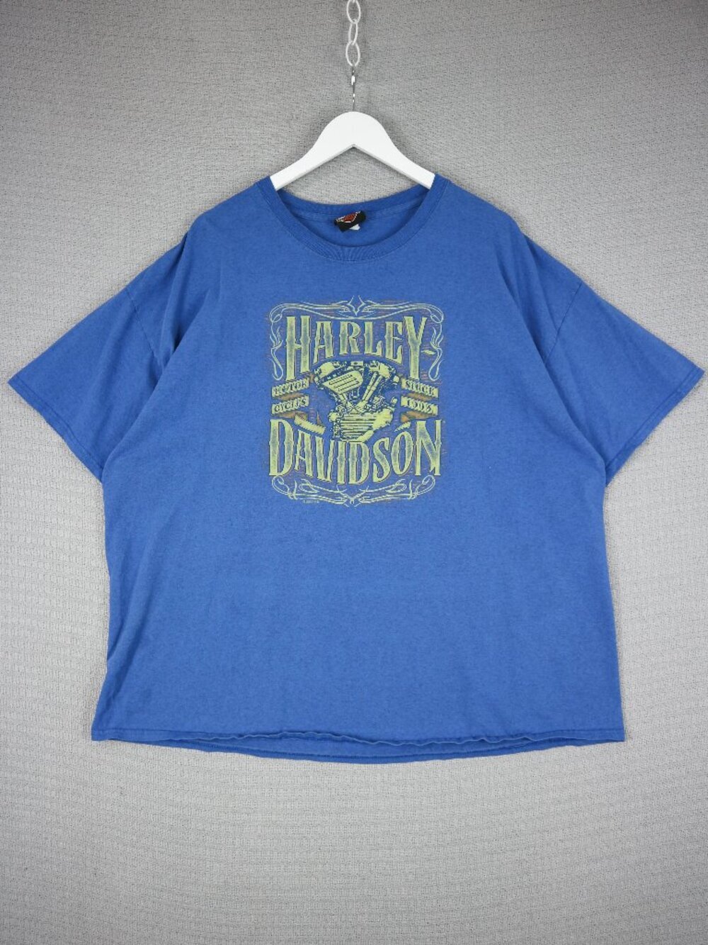 Harley Davidson 2018 Edmonton Alberta Biker Tee Graphic Blue Mens 3XL - Picture 2 of 7